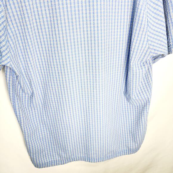 Royal Robbins Outdoor  Travel Blue Striped Men's Button Front Short Sleeve Shirt - Picture 12 of 12